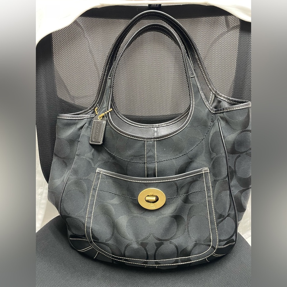 Coach Ergo Black Signature Tote Bag
